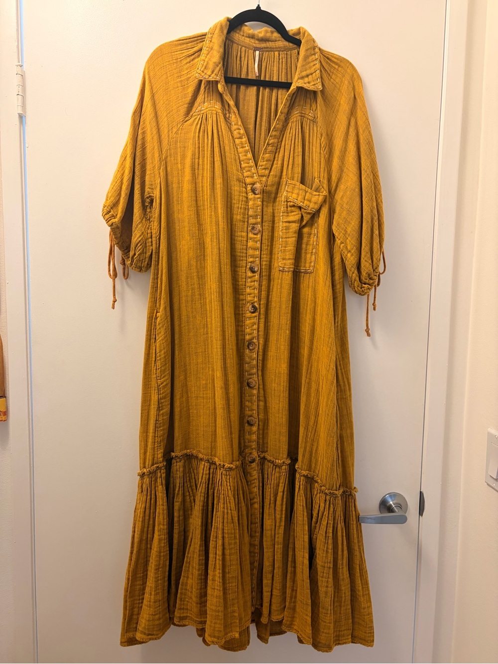 Free People Mustard Button-Front Midi Dress - Picture 5 of 5